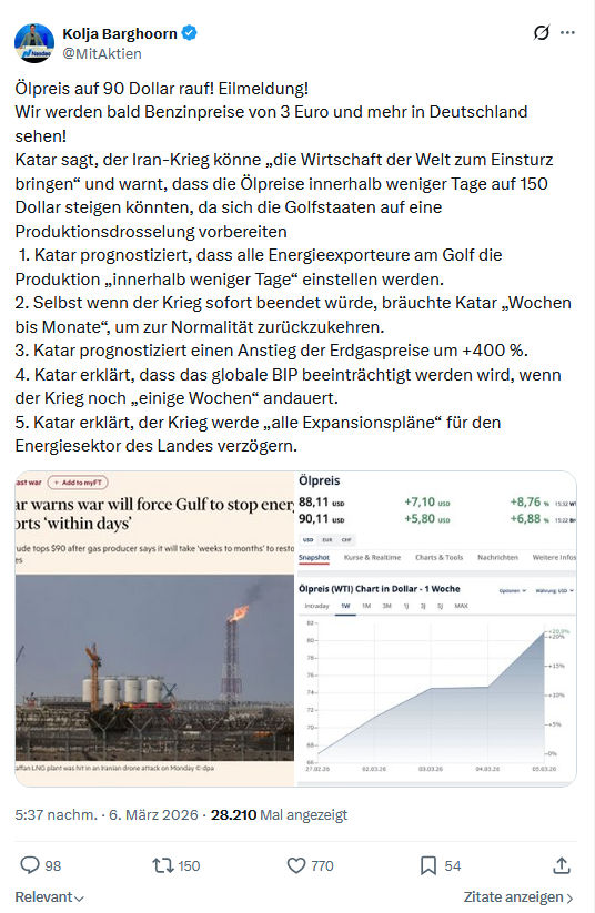 Kolja Barghoorn: Ölpreis auf 90 Dollar rauf...