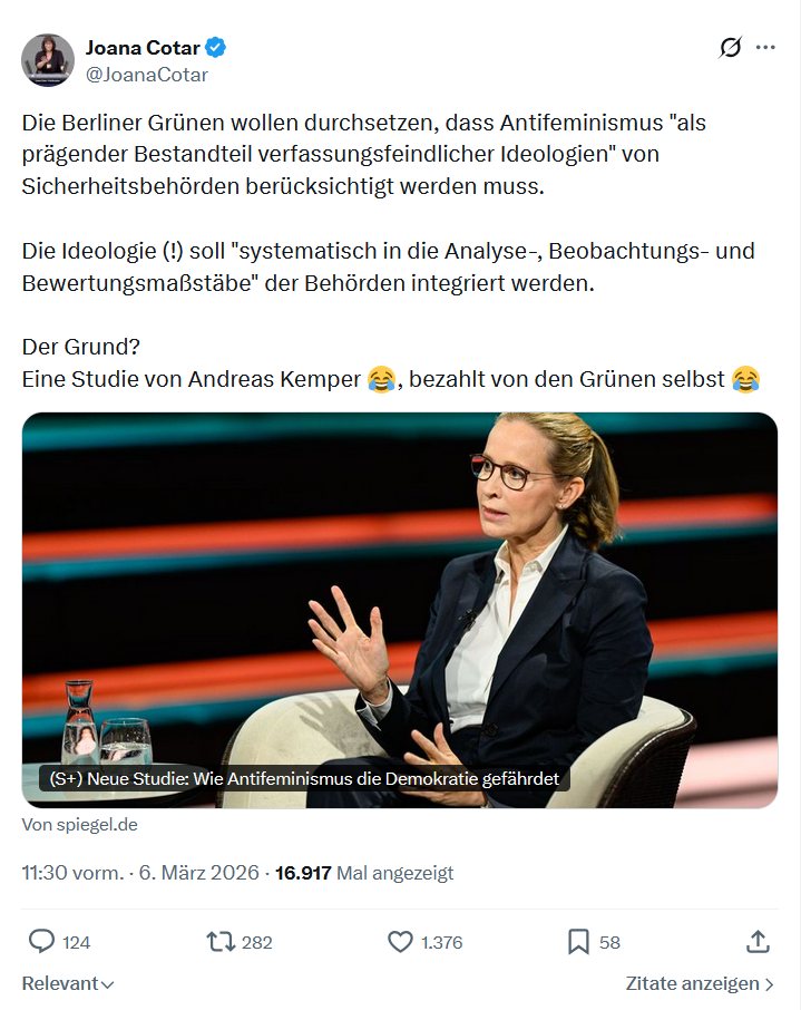 Joana Cotar: Die Berliner Grünen wollen durchsetzen...