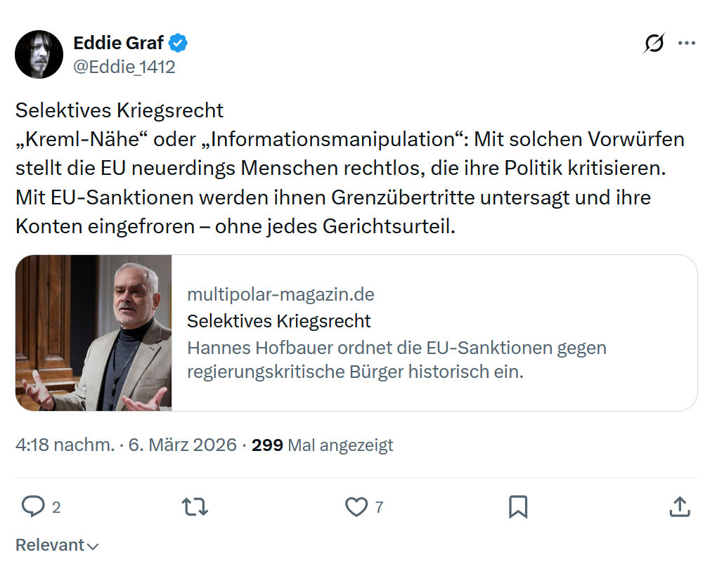 Eddie Graf: Selektives Kriegsrecht „Kreml-Nähe“ oder „Informationsmanipulation“...