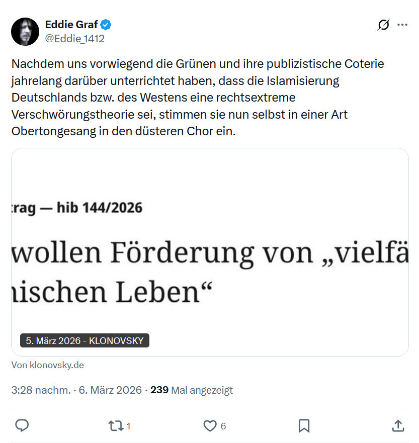 Eddie Graf: Nachdem uns vorwiegend die Grünen und ihre publizistische...