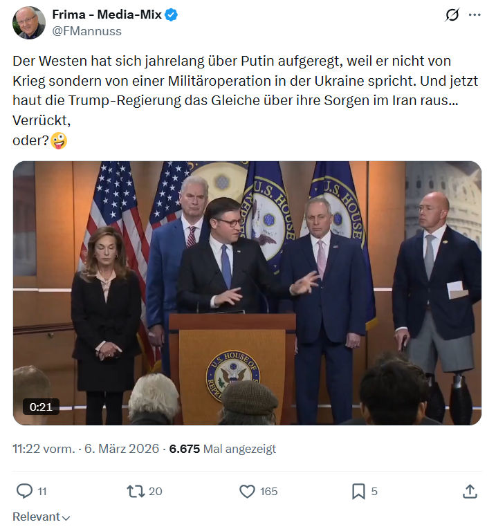 Friedrich Mannus: Der Westen hat sich jahrelang über Putin aufgeregt...