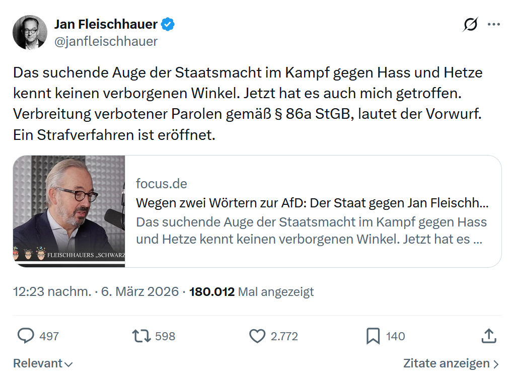 Jan Fleischhauer: Das suchende Auge der Staatsmacht...