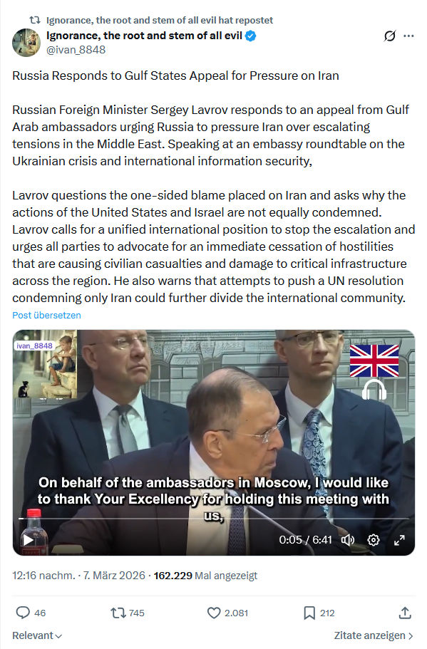 ivan Ignorance: Russia Responds to Gulf States Appeal for Pressure on Iran...