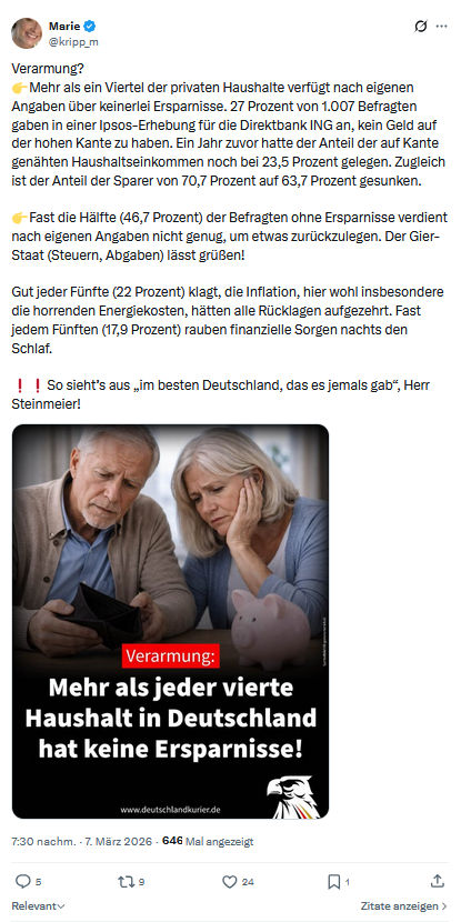 Marie kripp: Verarmung? 👉Mehr als ein Viertel der privaten...