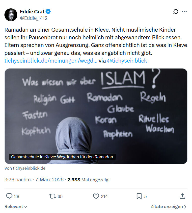 Eddie Graf: Ramadan an einer Gesamtschule in Kleve...