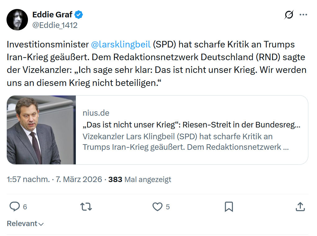 Eddie Graf: Investitionsminister @larsklingbeil...