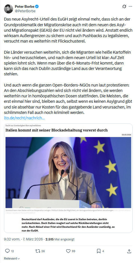 Peter Borbe: Das neue Asylrecht-Urteil des EuGH...