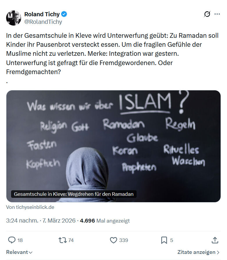 Roland Tichy: In der Gesamtschule in Kleve...