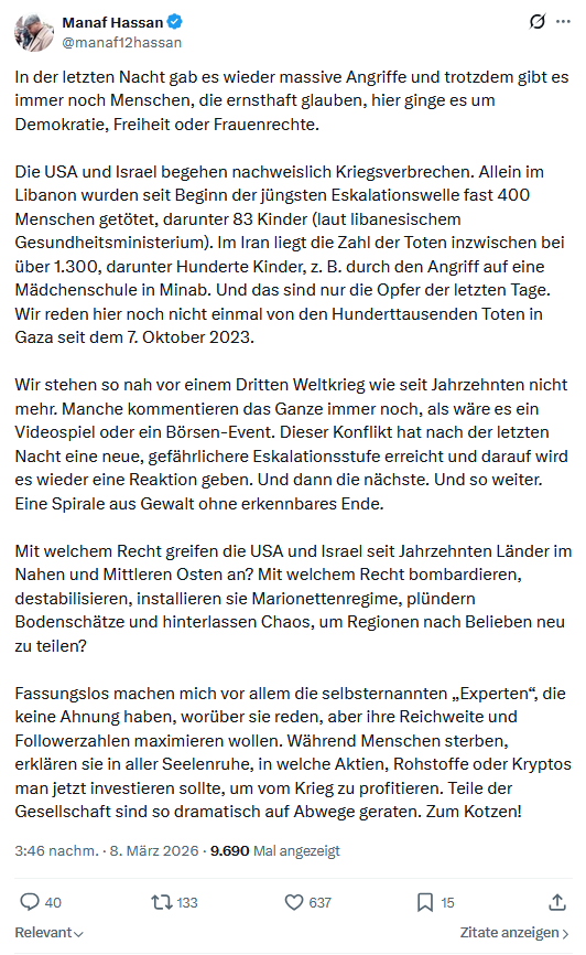 Manaf Hassan: In der letzten Nacht gab...