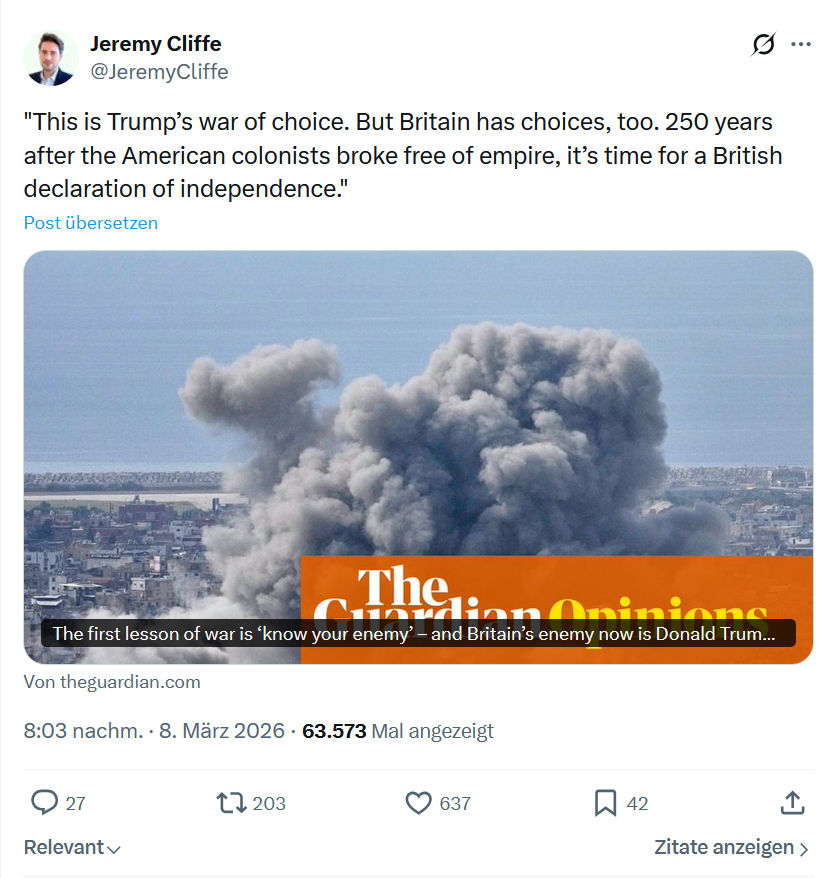 Jeremy Cliffe: This is Trump’s war of choice...
