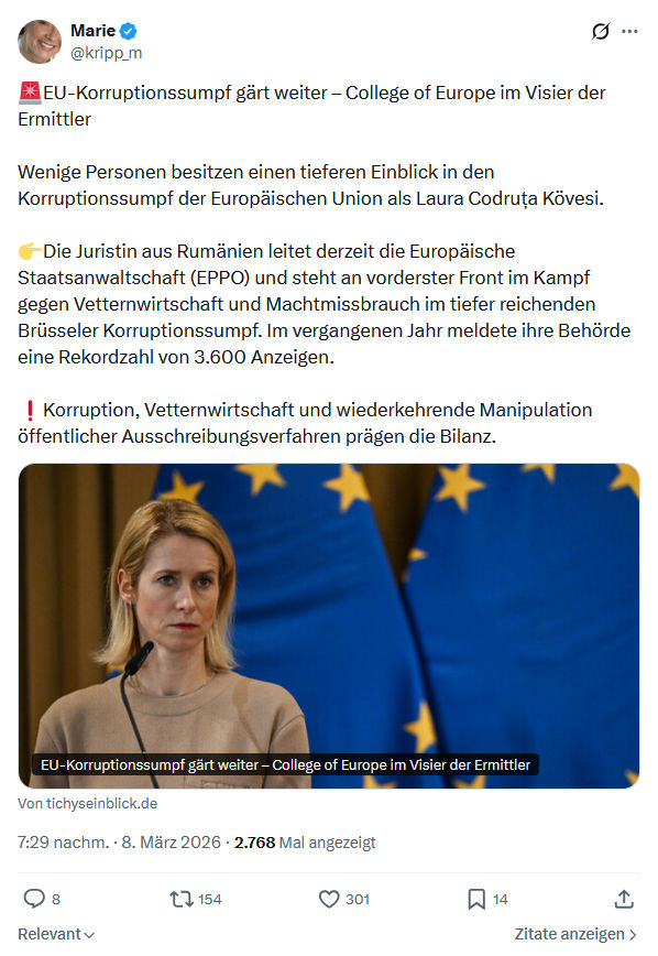 Marie kripp: EU-Korruptionssumpf gärt weiter...
