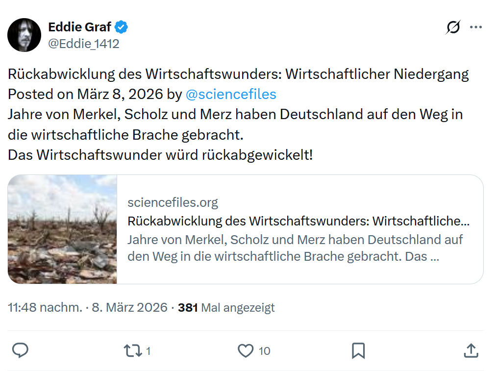 Eddie Graf: Rückabwicklung des Wirtschaftswunders...