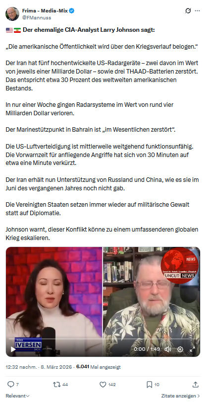 Friedrich Mannus: Der ehemalige CIA-Analyst Larry Johnson sagt...