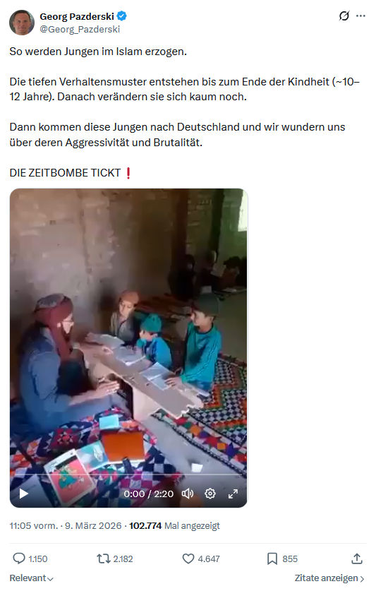 Georg Pazderski: So werden Jungen im Islam erzogen...