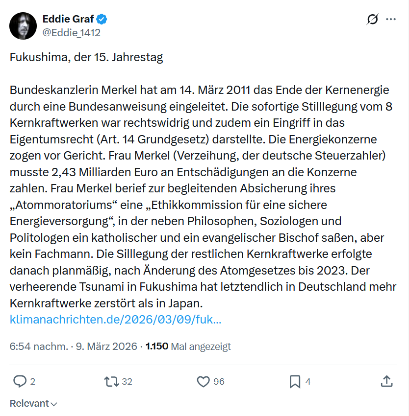 Eddie Graf: Fukushima, der 15. Jahrestag...