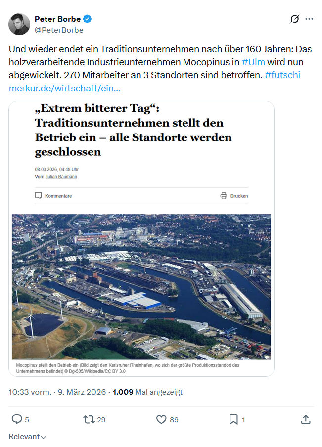 Peter Borbe: Und wieder endet ein Traditionsunternehmen...