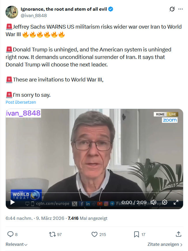 ivan Ignorance: Jeffrey Sachs WARNS US militarism...