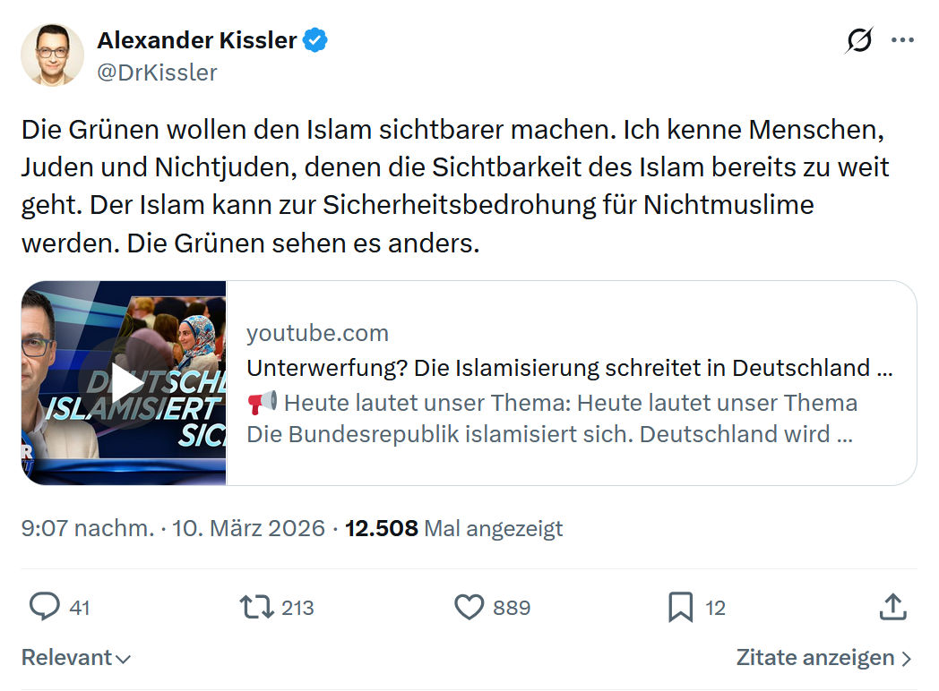 Alexander Kissler: Die Grünen wollen den Islam…