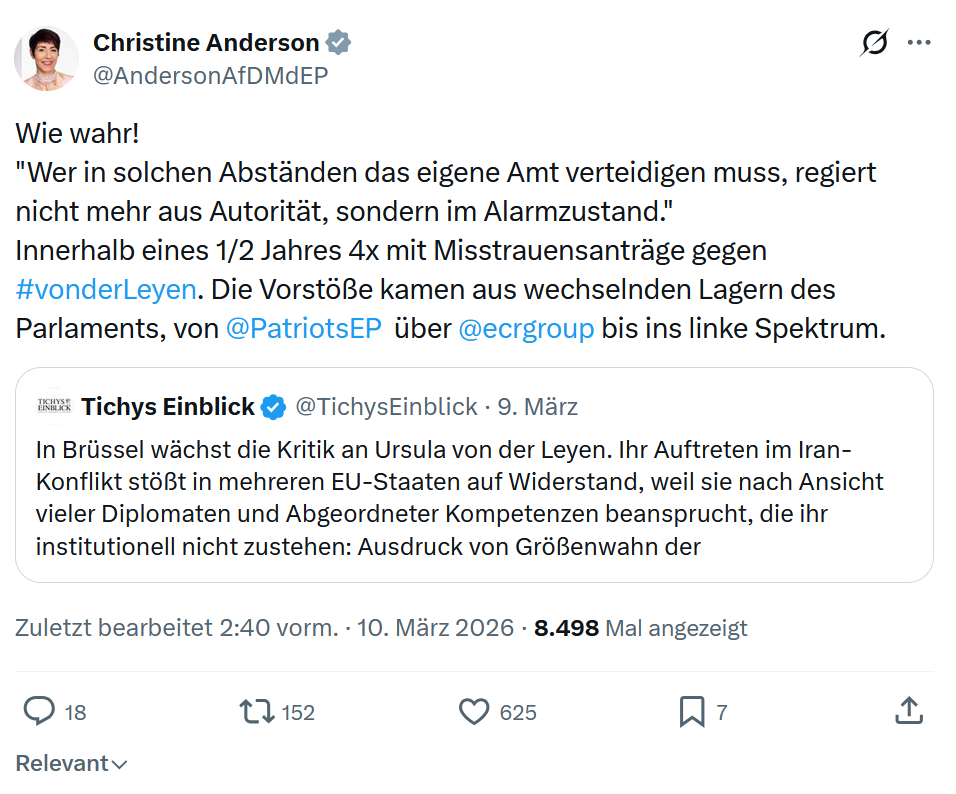 Christine Anderson: Wie wahr!…