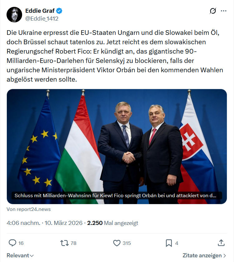 Eddie Graf: Die Ukraine erpresst die EU-Staaten Ungarn…