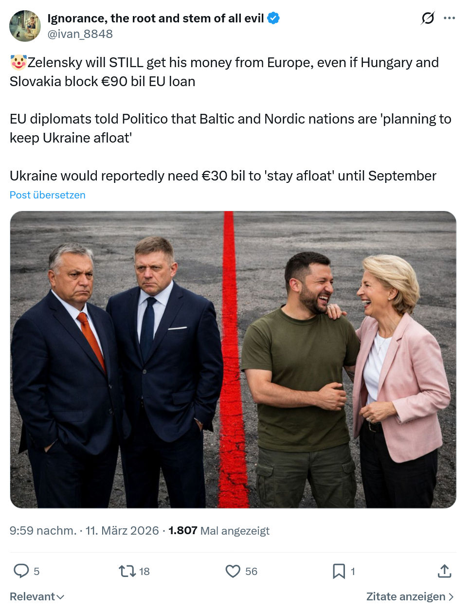 ivan Ignorance: Zelensky will STILL get his money from Europe…