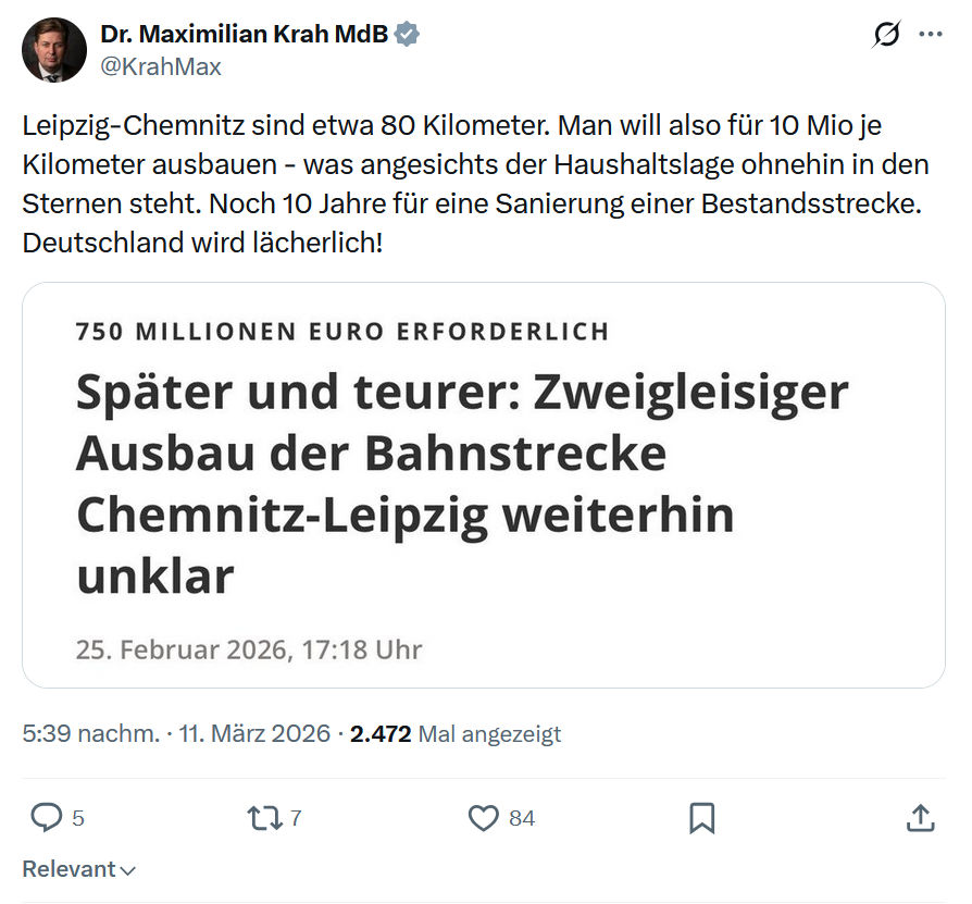 Maximilian Krah: Leipzig-Chemnitz sind etwa 80 Kilometer…