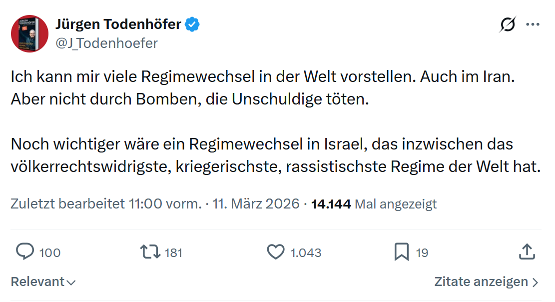 Jürgen Todenhöfer: Ich kann mir viele Regimewechsel…