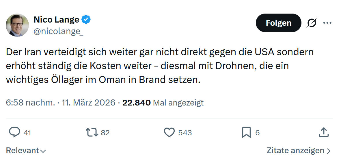 Nico Lange: Der Iran verteidigt sich weiter…