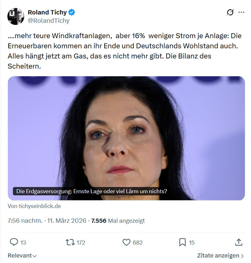 Roland Tichy: ....mehr teure Windkraftanlagen…