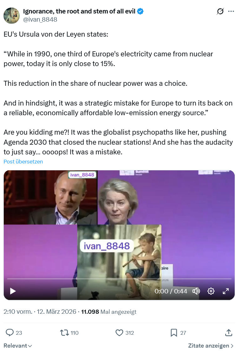ivan Ignorance: EU's Ursula von der Leyen states…