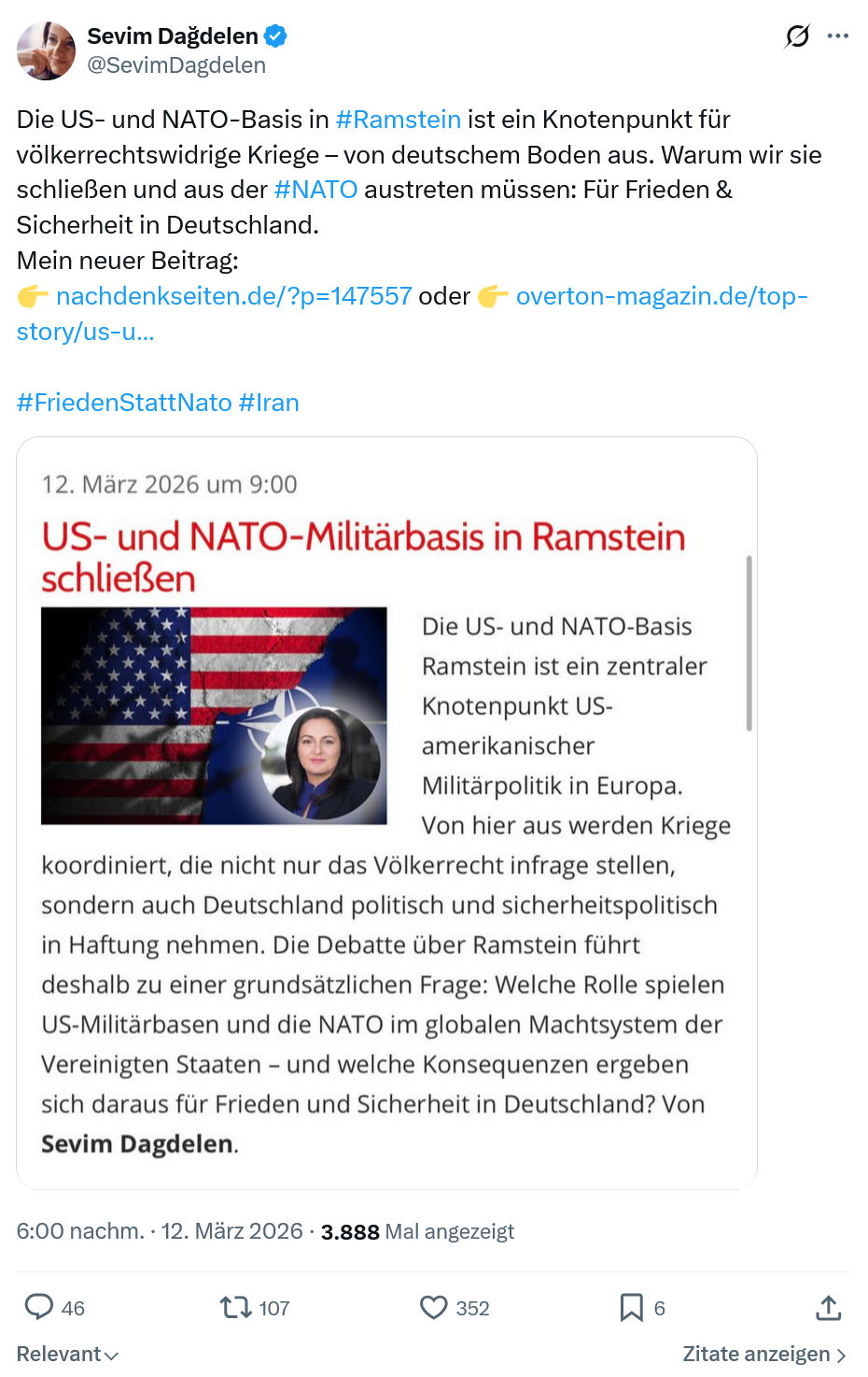 Sevim Dagdelen: Die US- und NATO-Basis in #Ramstein…