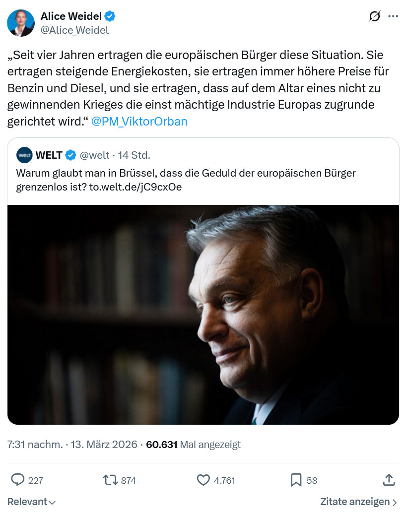 Alice Weidel: Seit vier Jahren ertragen die europäischen Bürger...