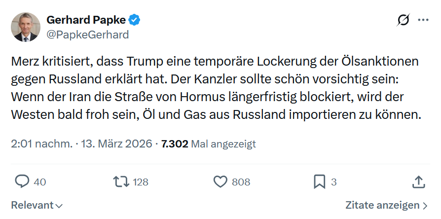Gerhard Papke: Merz kritisiert, dass Trump eine temporäre…
