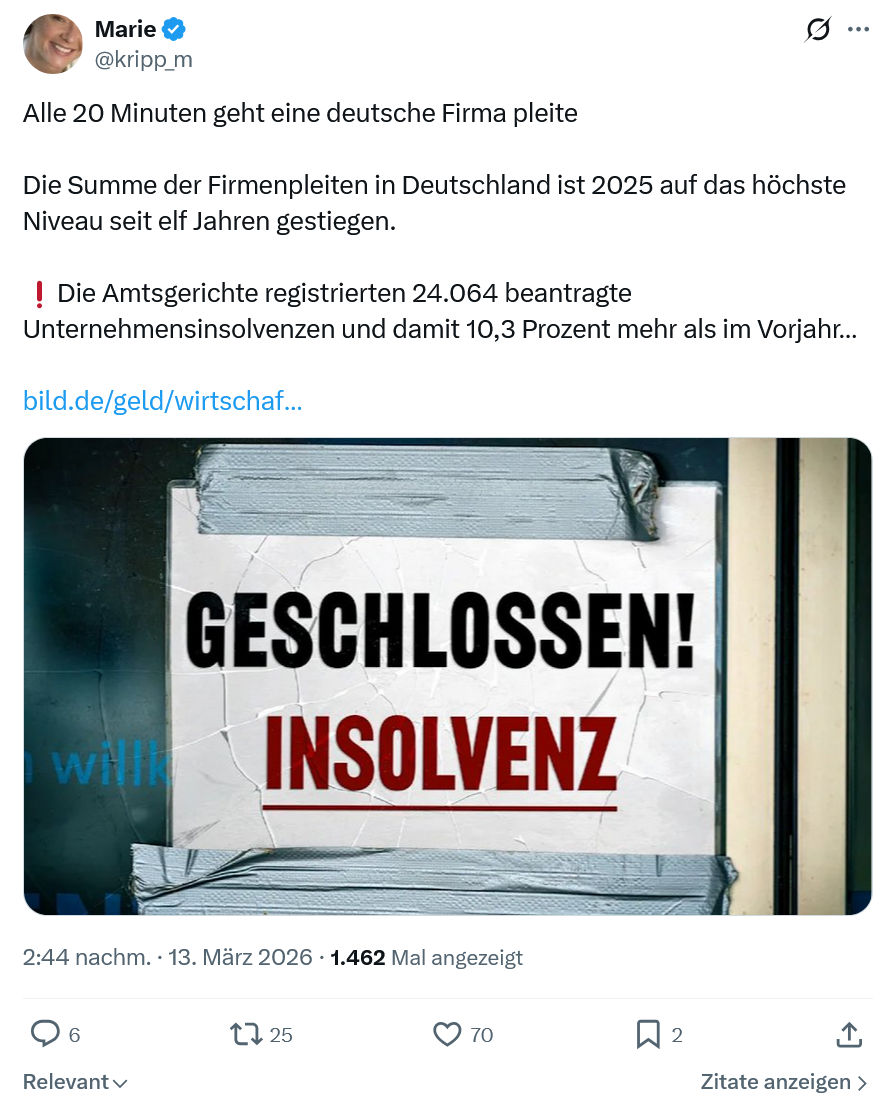 Marie kripp: Alle 20 Minuten geht eine deutsche Firma pleite…