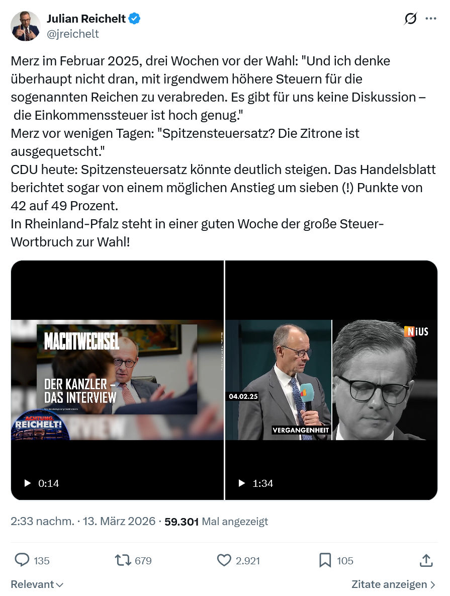 Julian Reichelt: Merz im Februar 2025, drei Wochen vor der Wahl…