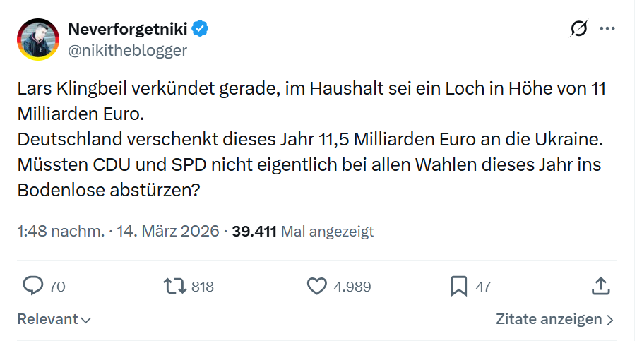Neverforgetniki: Lars Klingbeil verkündet gerade…