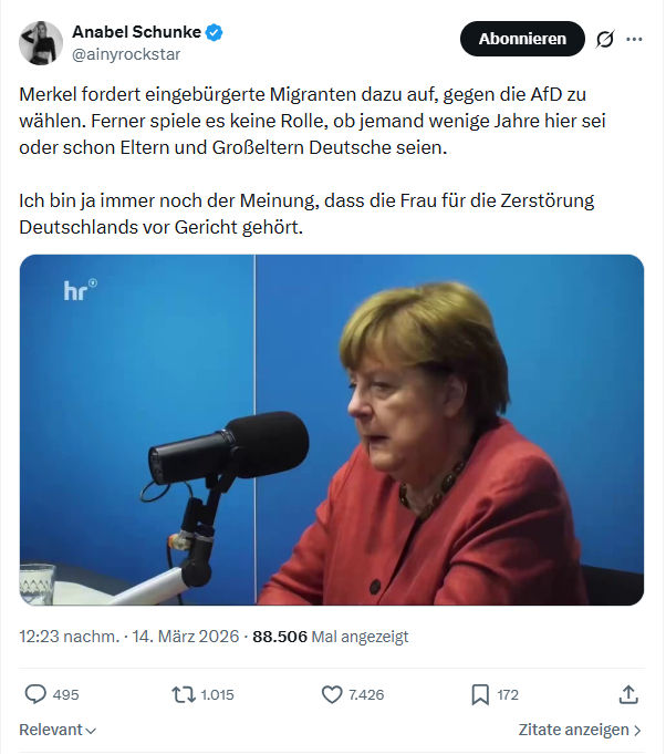 Anabel Schunke: Merkel fordert eingebürgerte Migranten dazu auf…