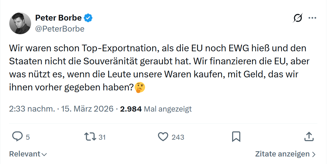 Peter Borbe: Wir waren schon Top-Exportnation…
