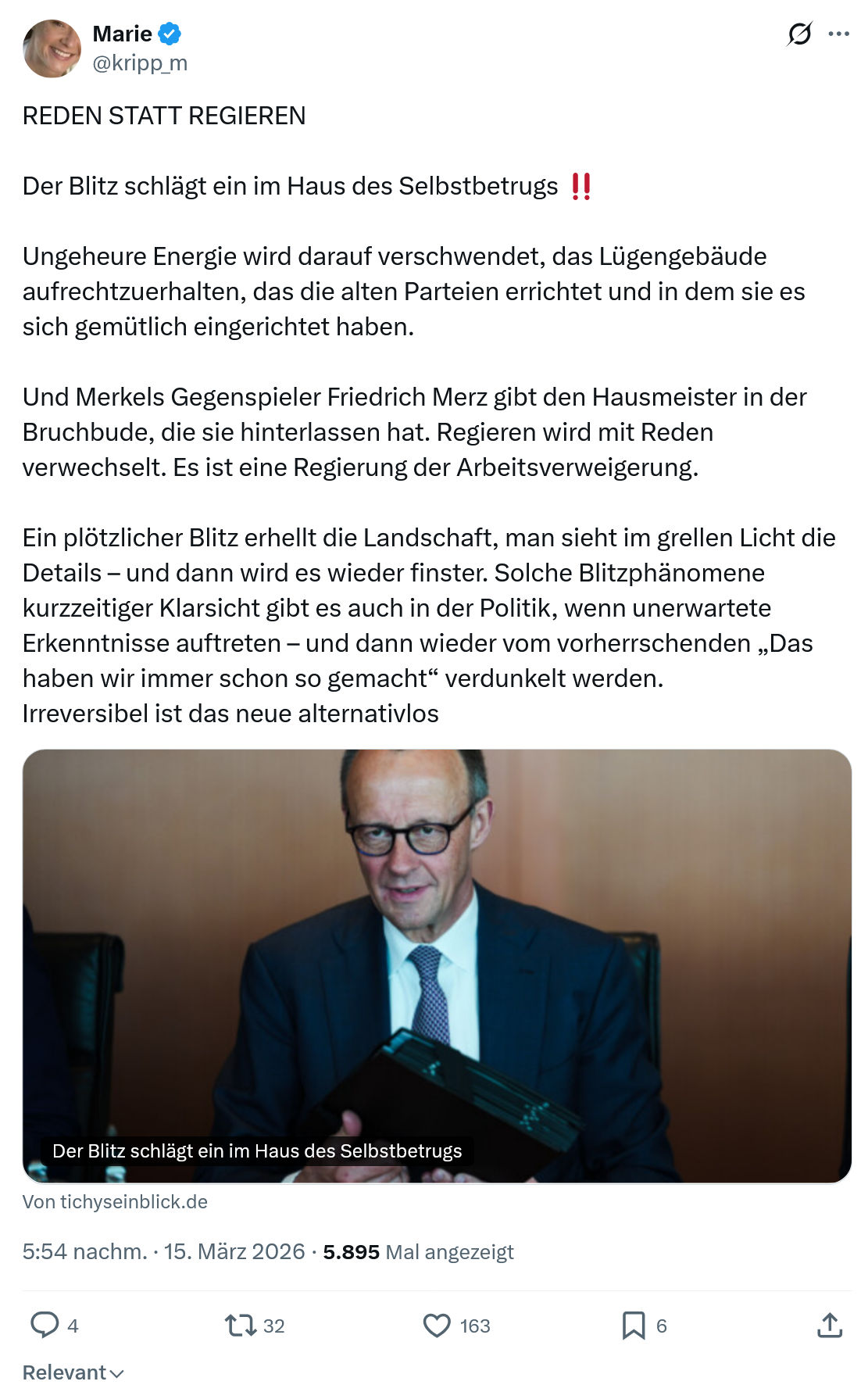 Marie kripp: REDEN STATT REGIEREN…