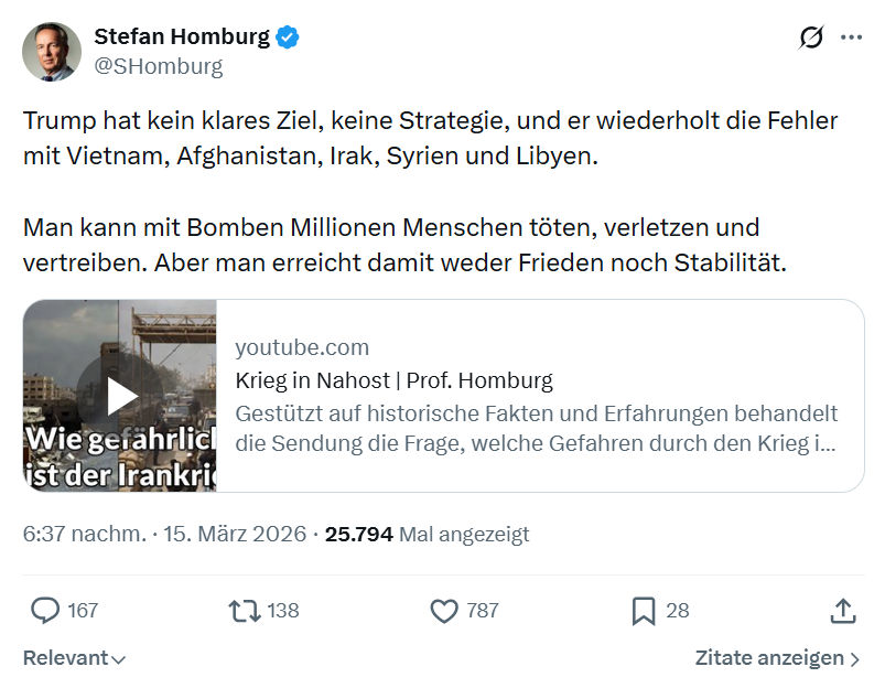 Stefan Homburg: Trump hat kein klares Ziel…