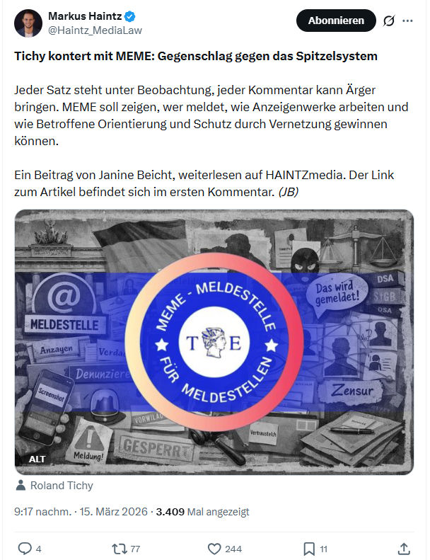 Markus Haintz: Tichy kontert mit MEME…