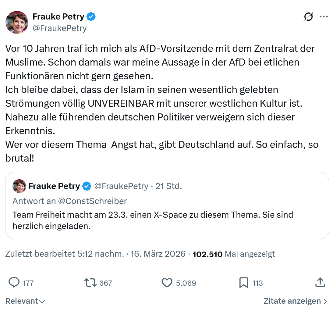 Frauke Petry: Vor 10 Jahren traf ich mich als AfD-Vorsitzende…