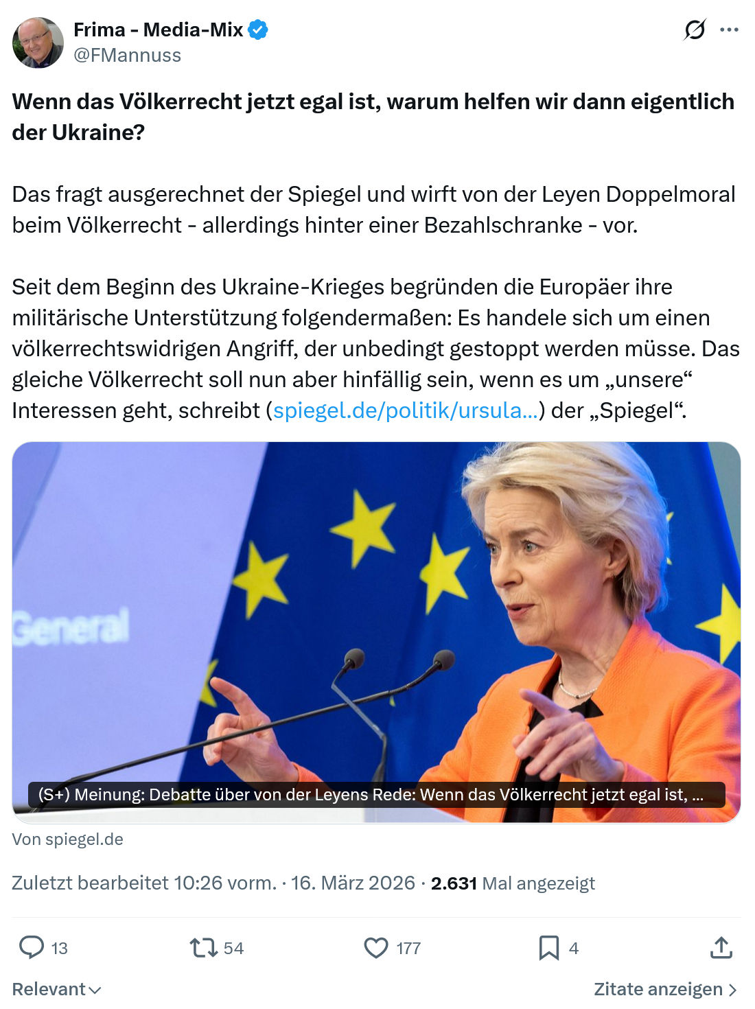 Friedrich Mannus: Wenn das Völkerrecht jetzt egal ist…