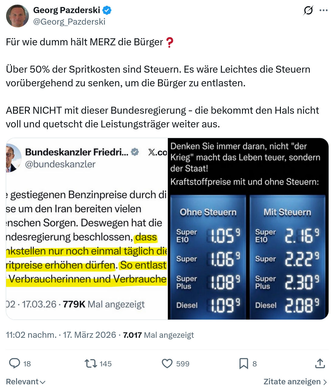 Georg Pazderski: Für wie dumm hält MERZ die Bürger…