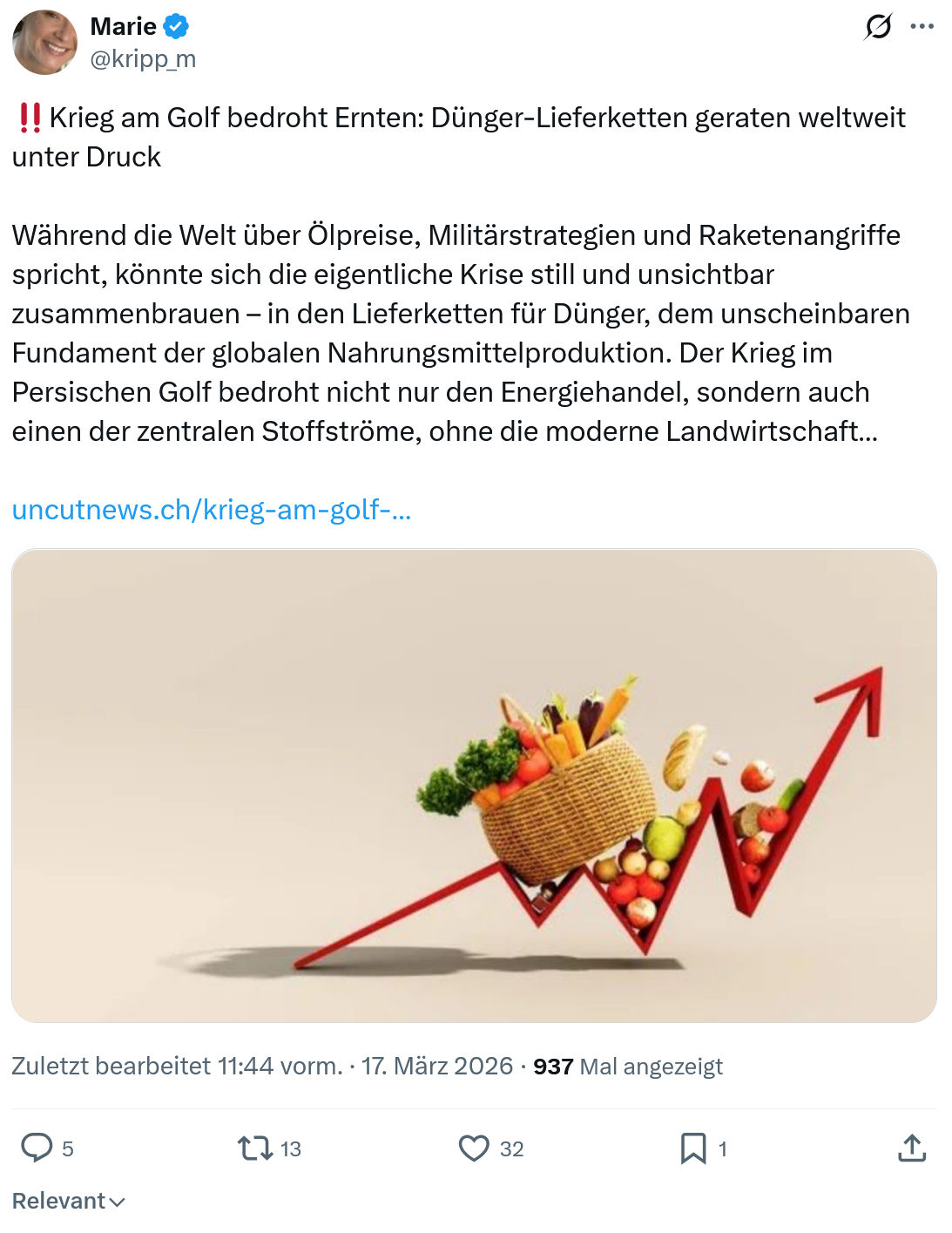 Marie kripp: Krieg am Golf bedroht Ernten…