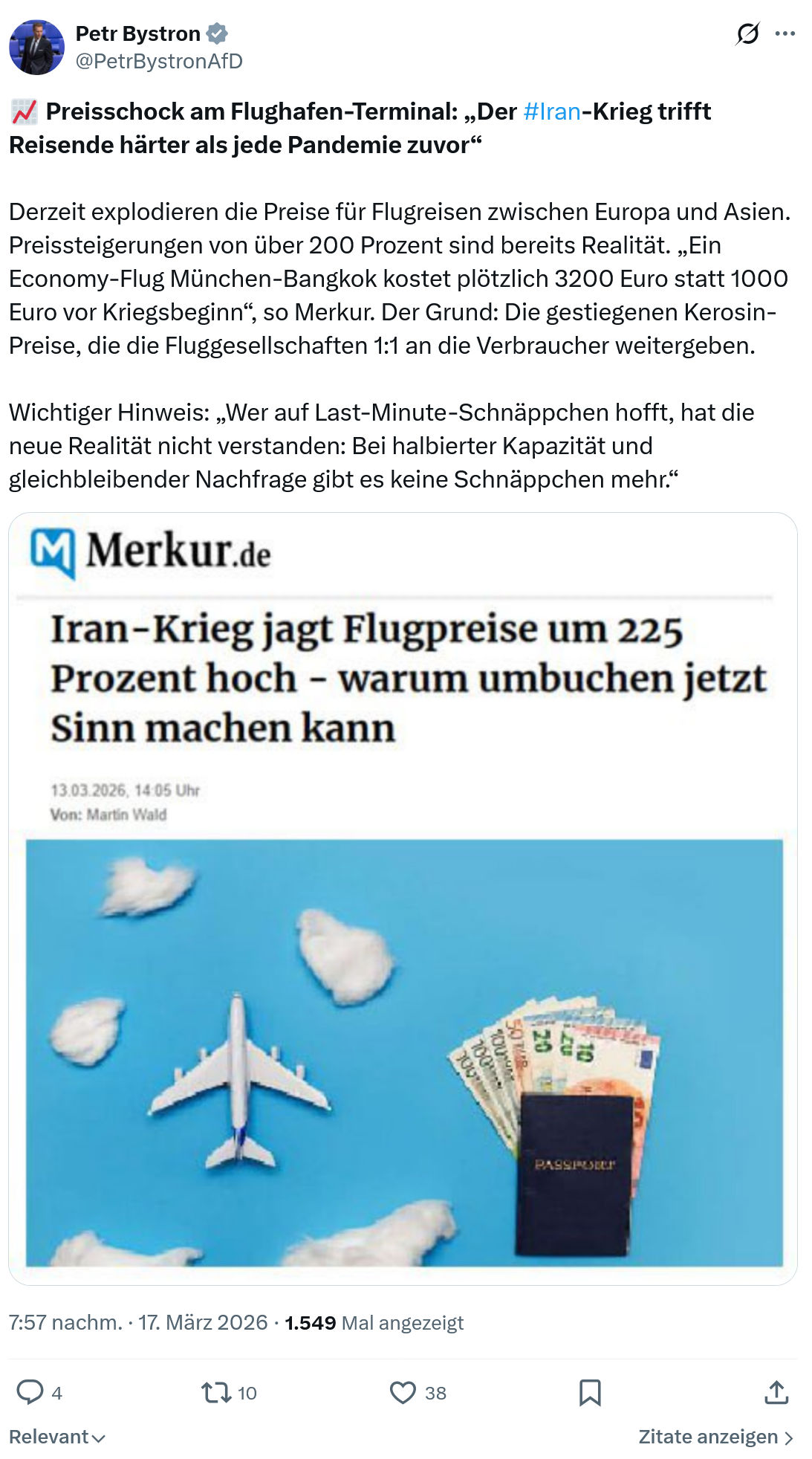 Petr Bystron: Preisschock am Flughafen-Terminal…