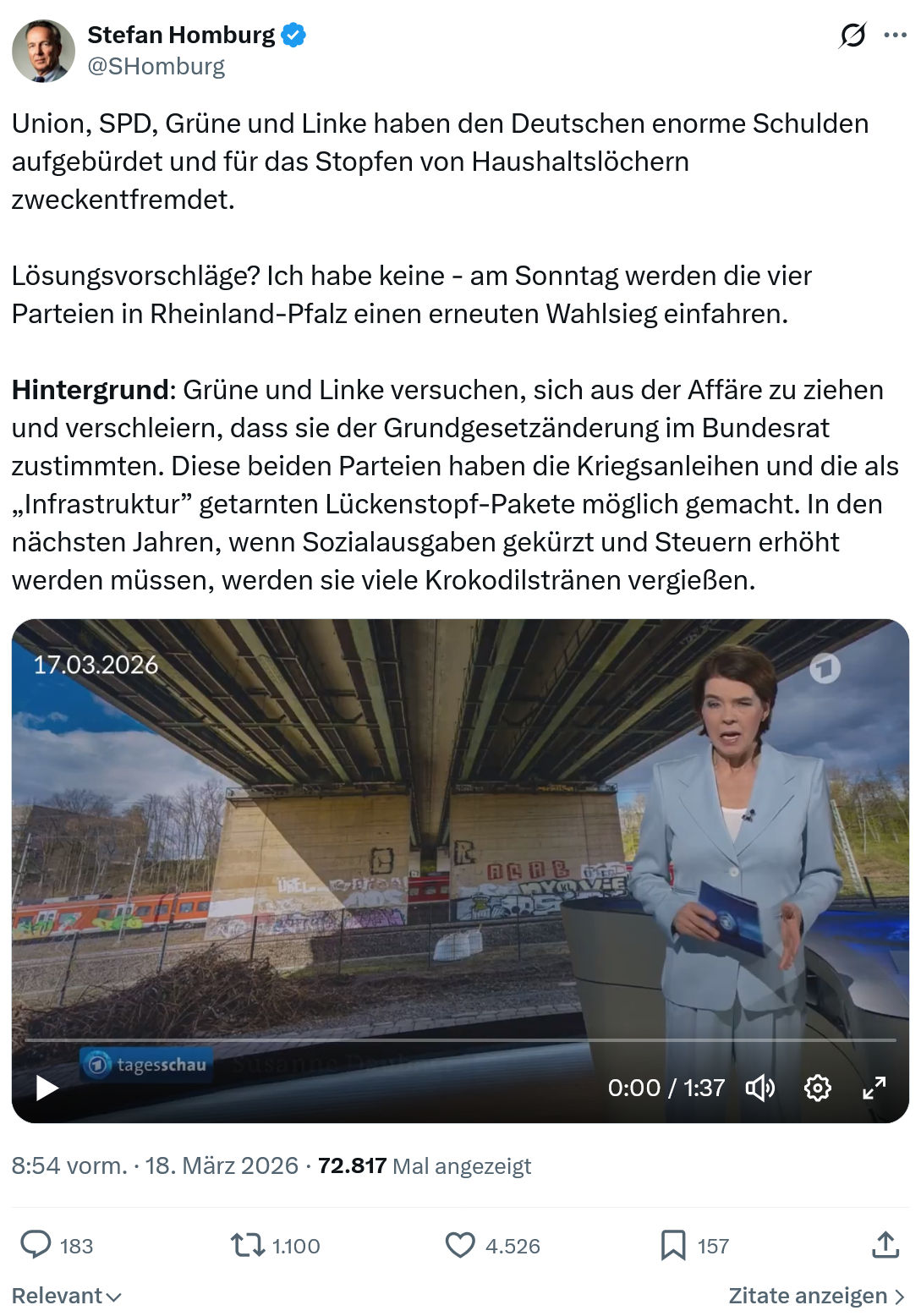 Stefan Homburg: Union, SPD, Grüne und Linke haben den Deutschen…