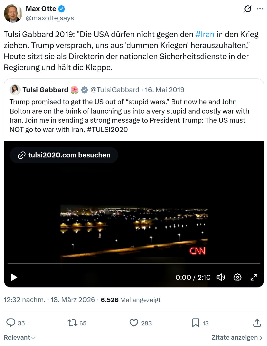 Max Otte: Tulsi Gabbard 2019…