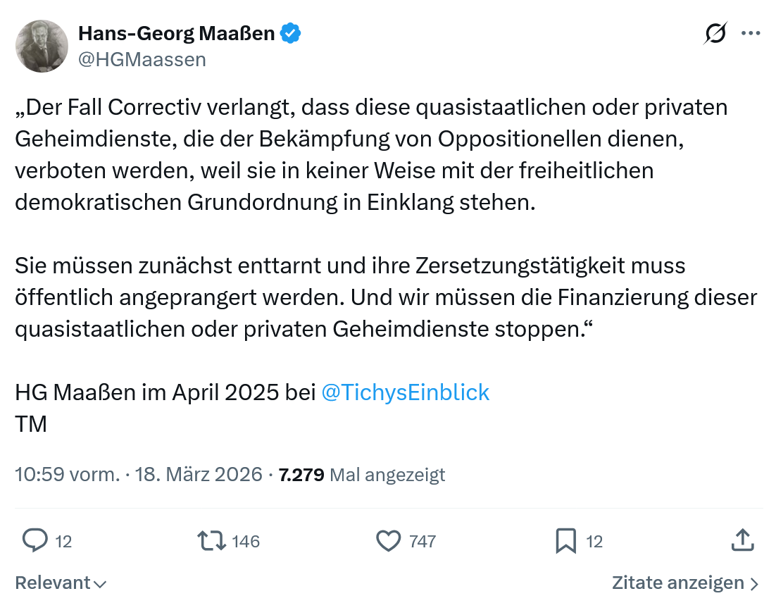 Hans-Georg Maaßen: Der Fall Correctiv verlangt…