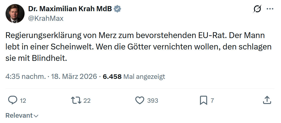Maximilian Krah: Regierungserklärung von Merz…